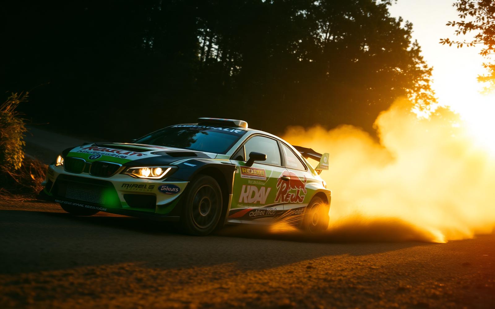 Rally car at golden hour